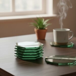 Swarovski vintage octagon mirror coasters 6pc candle display Decor